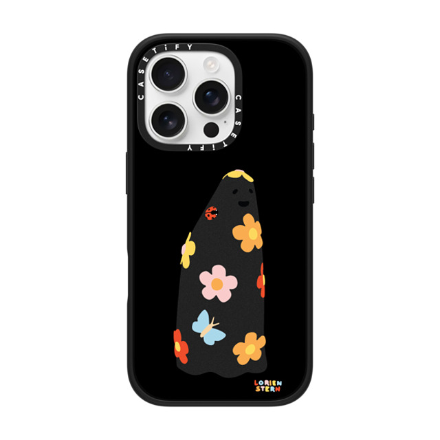 Lorien Stern x CASETiFY iPhone 16 Pro ケース マットブラック インパクトケース MagSafe対応 Flower Ghost Night