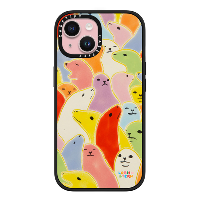 Lorien Stern x CASETiFY iPhone 15 ケース マットブラック インパクトケース MagSafe対応 Seal Summer by Lorien Stern