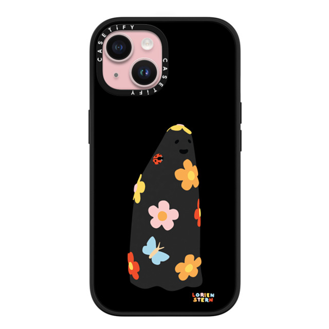 Lorien Stern x CASETiFY iPhone 15 ケース マットブラック インパクトケース MagSafe対応 Flower Ghost Night