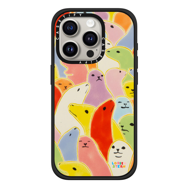 Lorien Stern x CASETiFY iPhone 15 Pro ケース マットブラック インパクトケース MagSafe対応 Seal Summer by Lorien Stern