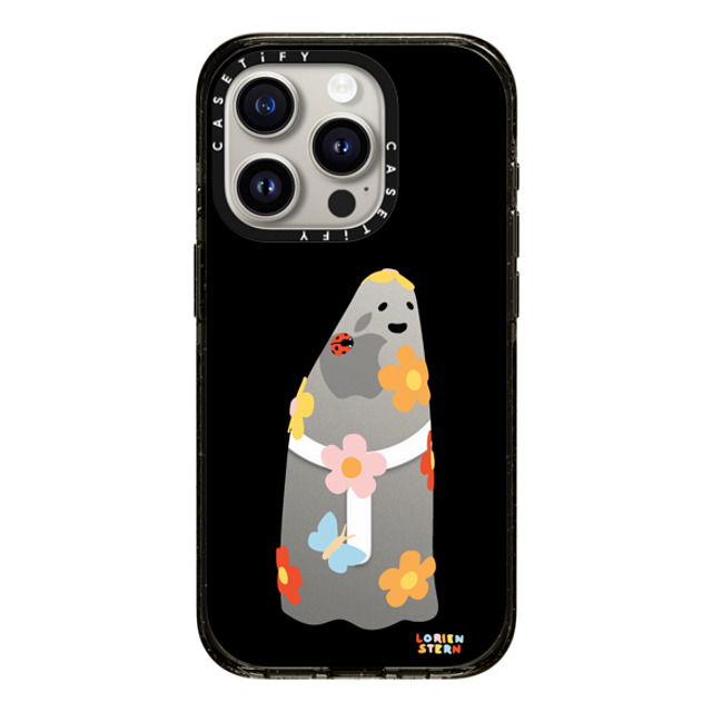 Lorien Stern x CASETiFY iPhone 15 Pro ケース ブラック インパクトケース MagSafe対応 Flower Ghost Night