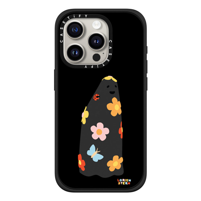 Lorien Stern x CASETiFY iPhone 15 Pro ケース マットブラック インパクトケース MagSafe対応 Flower Ghost Night