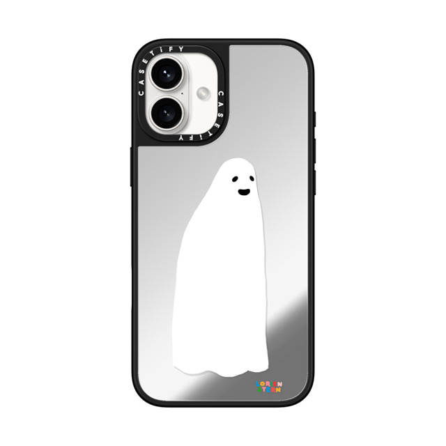 Lorien Stern x CASETiFY iPhone 16 Plus ケース Silver on Black ミラーケース MagSafe対応 Ghost Snow Globe