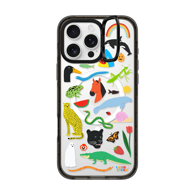 Lorien Stern x CASETiFY iPhone 16 Pro Max ケース ブラック インパクトリングスタンドケース MagSafe対応 Beautiful Planet