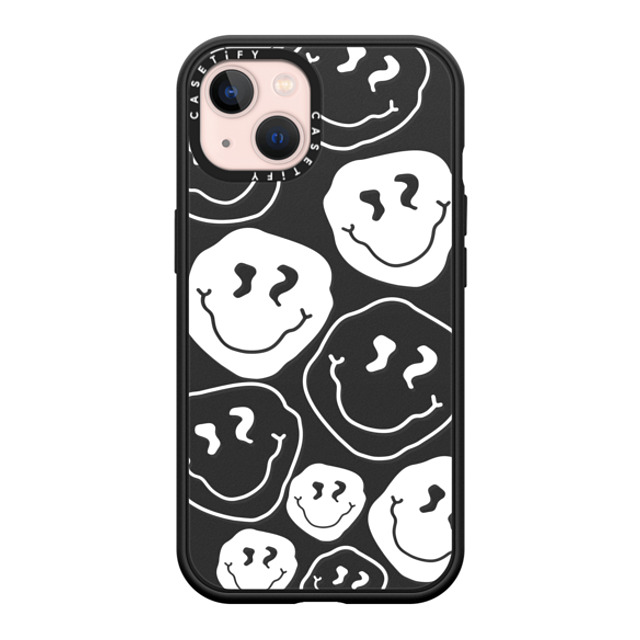 Girl Knows All x CASETiFY iPhone 13 ケース マットブラック インパクトケース MagSafe対応 Smile, White Ink.