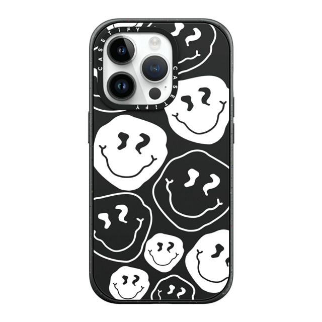 Girl Knows All x CASETiFY iPhone 14 Pro ケース マットブラック インパクトケース MagSafe対応 Smile, White Ink.