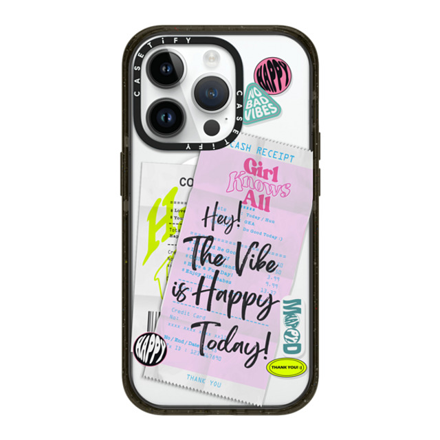 Girl Knows All x CASETiFY iPhone 14 Pro ケース ブラック インパクトケース MagSafe対応 Happy Receipt