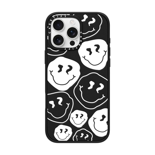 Girl Knows All x CASETiFY iPhone 16 Pro Max ケース マットブラック インパクトケース Smile, White Ink.