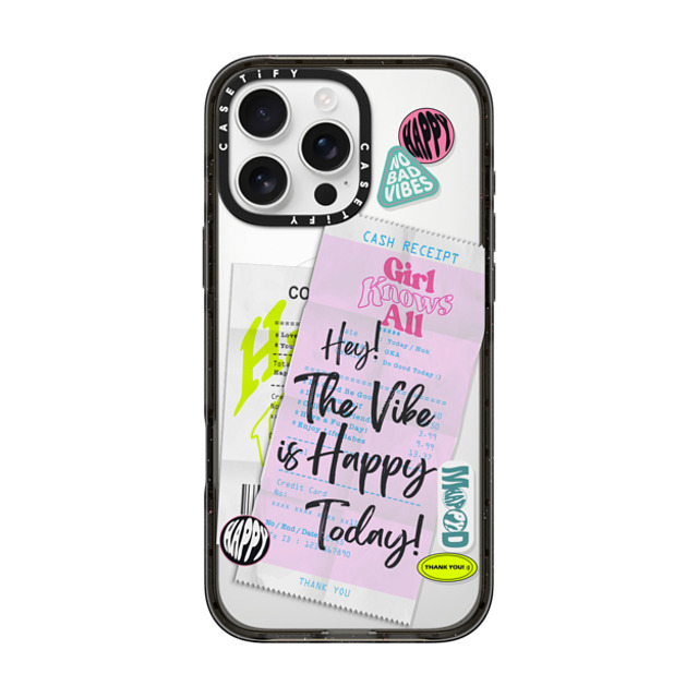 Girl Knows All x CASETiFY iPhone 16 Pro Max ケース ブラック インパクトケース MagSafe対応 Happy Receipt