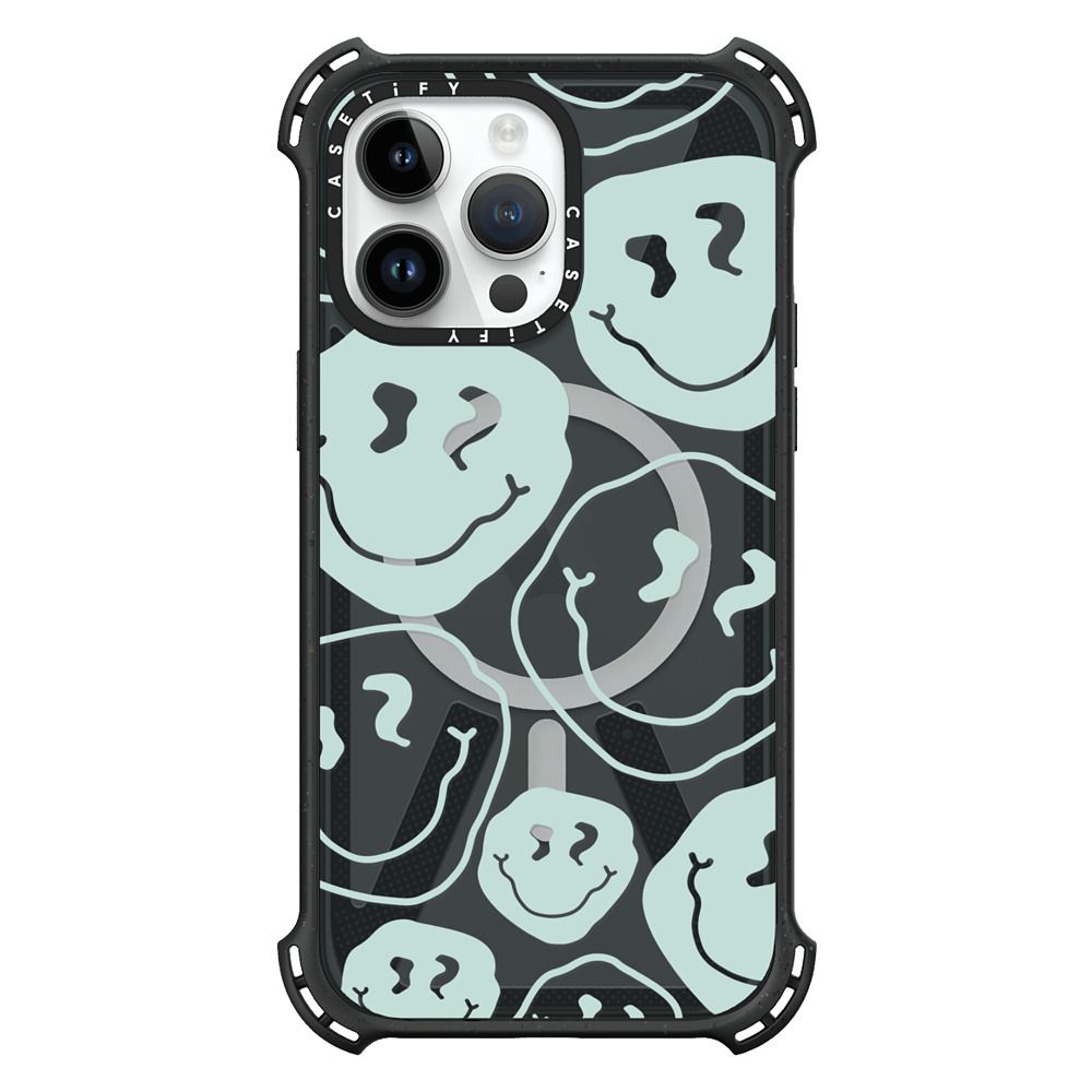 Bounce iPhone 14 Pro Max Case - Aqua Smiley Transparent