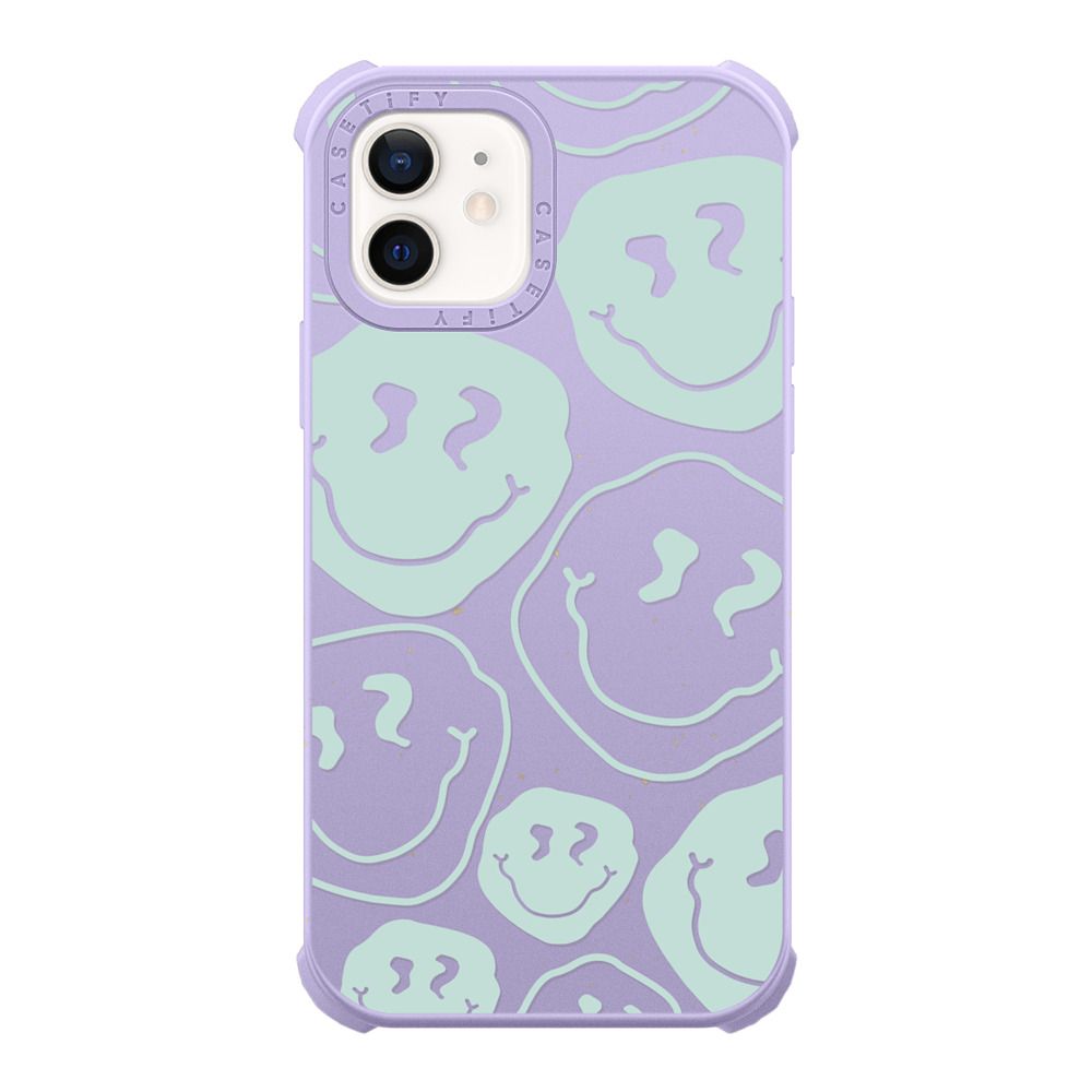 Ultra Compostable iPhone 12 Case - Aqua Smiley Transparent