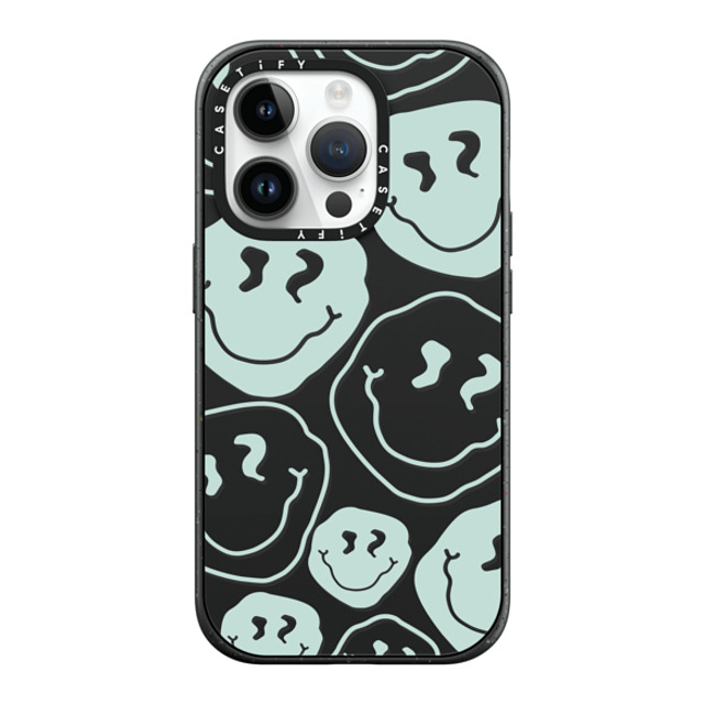 Girl Knows All x CASETiFY iPhone 14 Pro ケース マットブラック インパクトケース MagSafe対応 Aqua Smile Transparent