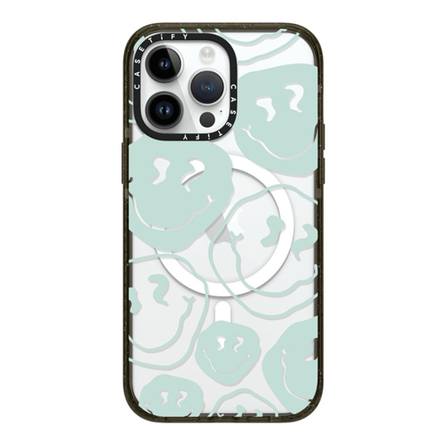 Girl Knows All x CASETiFY iPhone 14 Pro Max ケース ブラック インパクトケース MagSafe対応 Aqua Smile Transparent