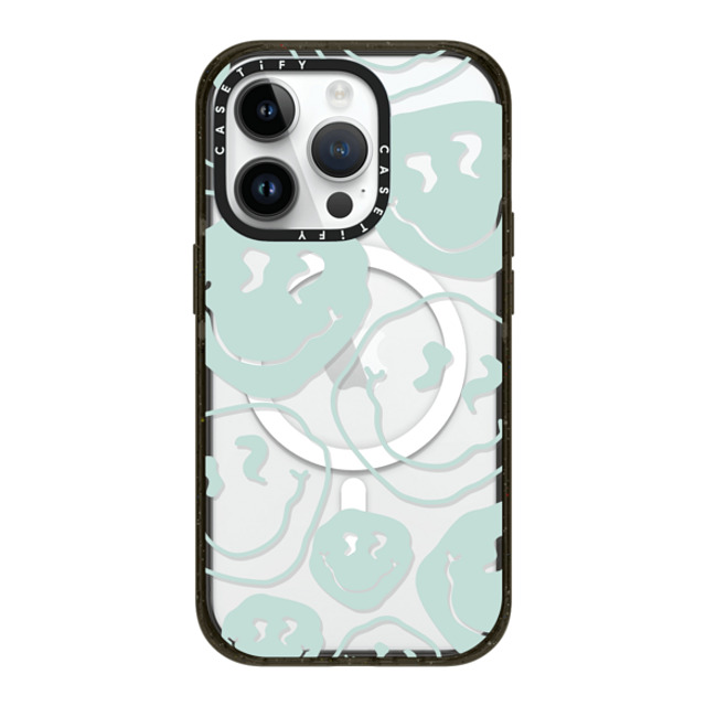 Girl Knows All x CASETiFY iPhone 14 Pro ケース ブラック インパクトケース MagSafe対応 Aqua Smile Transparent