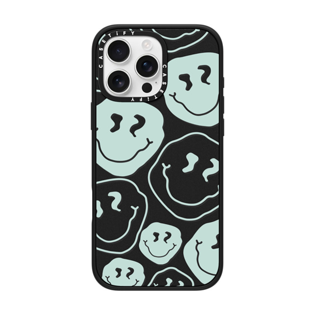 Girl Knows All x CASETiFY iPhone 16 Pro Max ケース マットブラック インパクトケース MagSafe対応 Aqua Smile Transparent