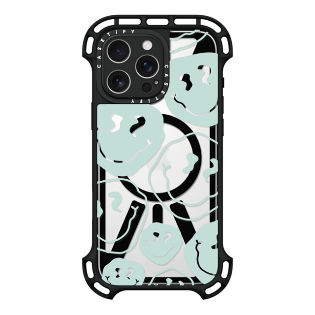 Girl Knows All x CASETiFY iPhone 16 Pro Max ケース ブラック ウルトラ バウンスケース MagSafe対応 Aqua Smile Transparent