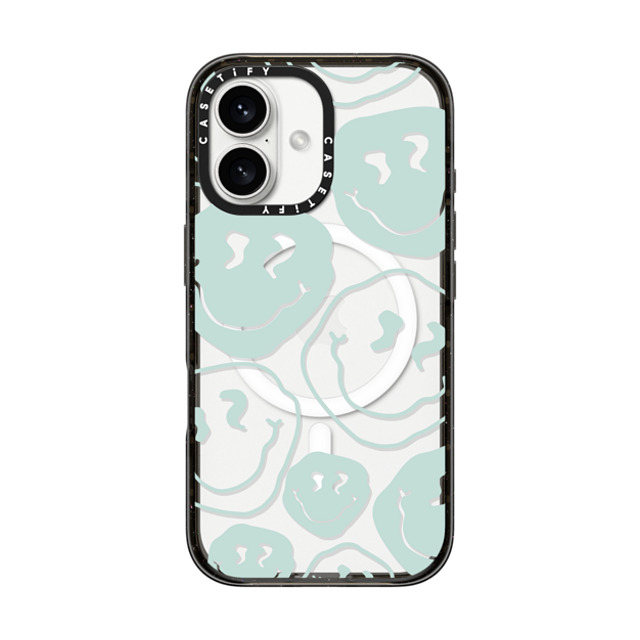 Girl Knows All x CASETiFY iPhone 16 ケース ブラック インパクトケース MagSafe対応 Aqua Smile Transparent