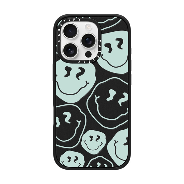 Girl Knows All x CASETiFY iPhone 16 Pro ケース マットブラック インパクトケース MagSafe対応 Aqua Smile Transparent