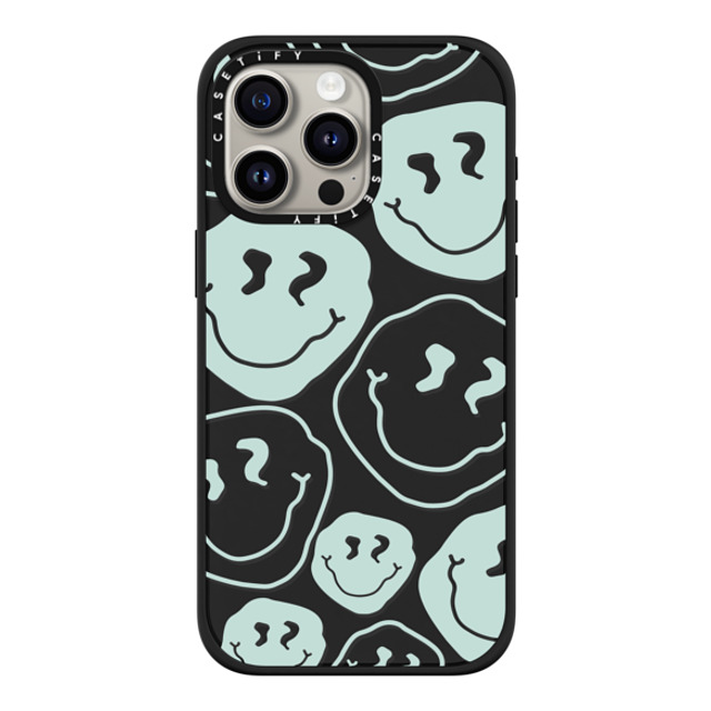 Girl Knows All x CASETiFY iPhone 15 Pro Max ケース マットブラック インパクトケース MagSafe対応 Aqua Smile Transparent