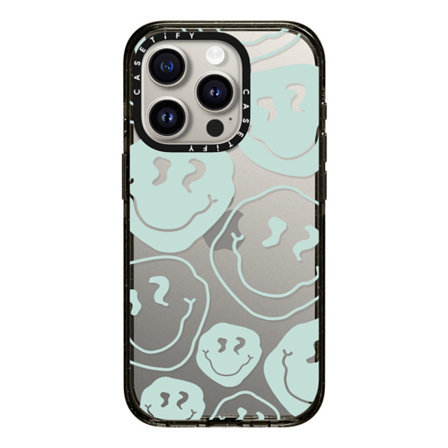 Girl Knows All x CASETiFY iPhone 15 Pro ケース ブラック インパクトケース Aqua Smile Transparent