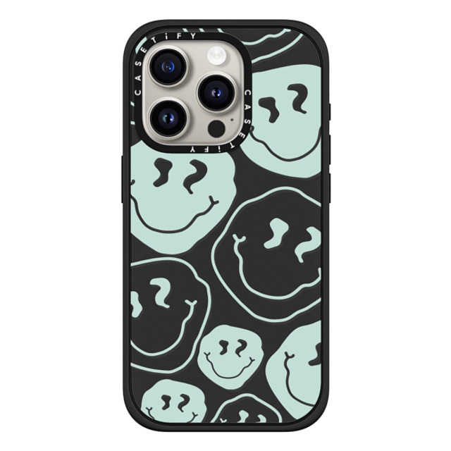 Girl Knows All x CASETiFY iPhone 15 Pro ケース マットブラック インパクトケース MagSafe対応 Aqua Smile Transparent