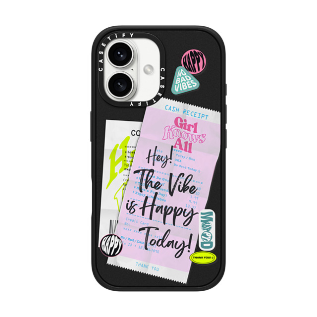 Girl Knows All x CASETiFY iPhone 16 Case Matte Black Impact Case MagSafe Compatible Happy Receipt Girl Knows All x CASETiFY iPhone 16 Case Matte Black Impact Case MagSafe Compatible Happy Receipt