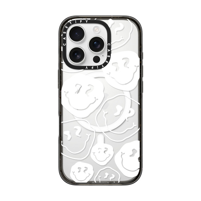 Girl Knows All x CASETiFY iPhone 16 Pro ケース ブラック インパクトケース MagSafe対応 Smile, White Ink.