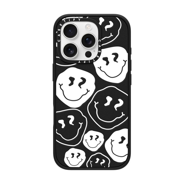 Girl Knows All x CASETiFY iPhone 16 Pro ケース マットブラック インパクトケース MagSafe対応 Smile, White Ink.