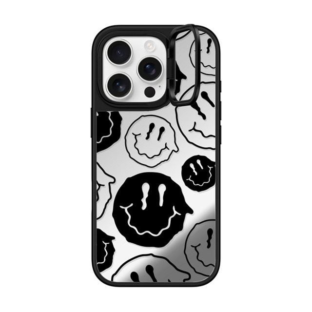 Girl Knows All x CASETiFY iPhone 16 Pro Case Silver on Black ミラー リングスタンドケース MagSafe対応 Black Smile Girl Knows All x CASETiFY iPhone 16 Pro Case Silver on Black ミラー リングスタンドケース MagSafe対応 Black Smile