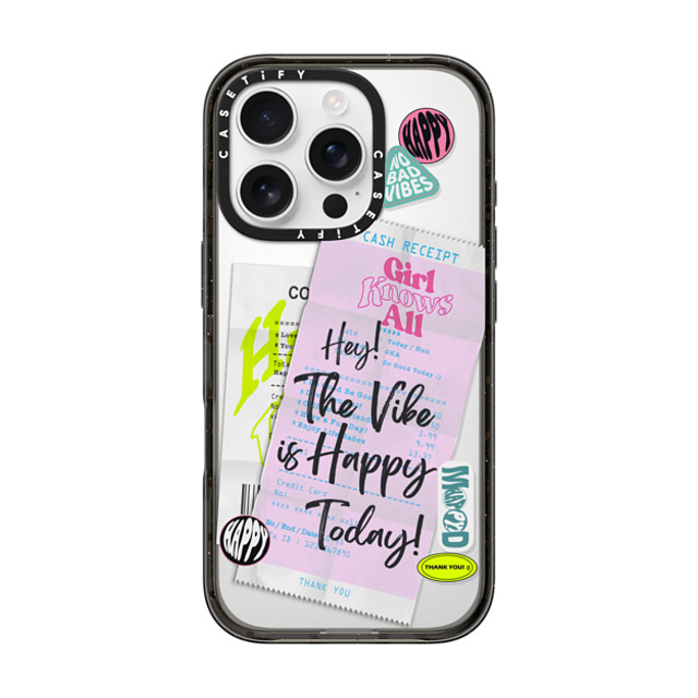 Girl Knows All x CASETiFY iPhone 16 Pro ケース ブラック インパクトケース Happy Receipt