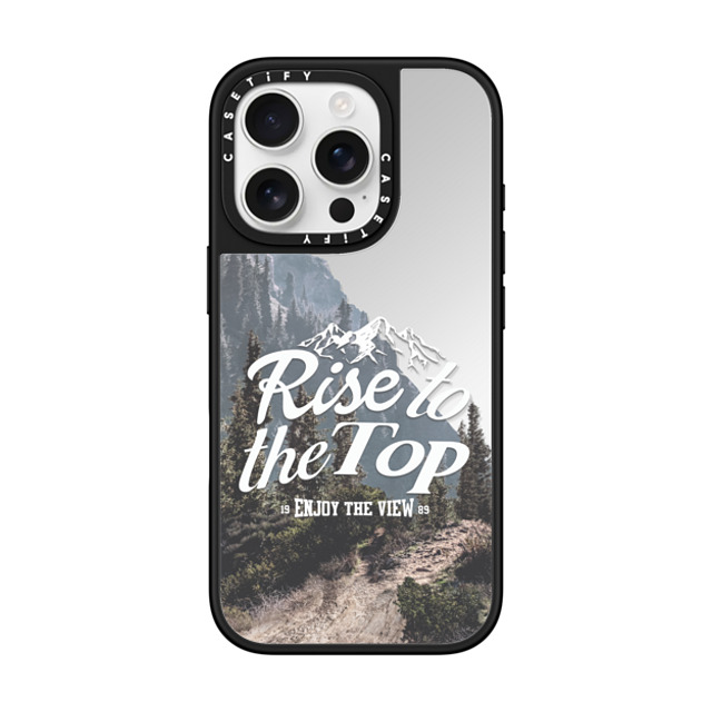 Girl Knows All x CASETiFY iPhone 16 Pro ケース Silver on Black ミラーケース MagSafe対応 Rise to the Top