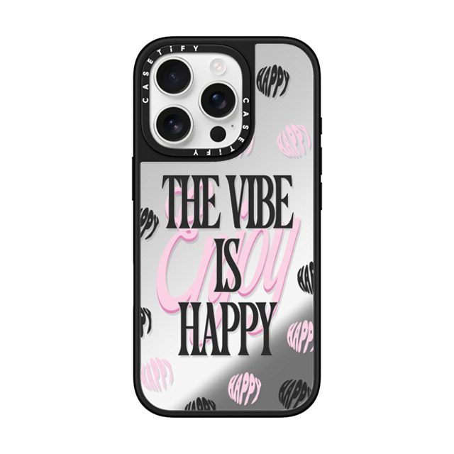 Girl Knows All x CASETiFY iPhone 16 Pro ケース Typography Silver on Black ミラーケース MagSafe対応 The Vibe Is Happy, Enjoy! Back to School Girl Knows All x CASETiFY iPhone 16 Pro ケース Typography Silver on Black ミラーケース MagSafe対応 The Vibe Is Happy, Enjoy! Back to School