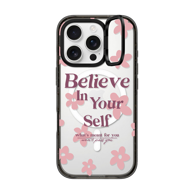 Girl Knows All x CASETiFY iPhone 16 Pro ケース ブラック インパクトリングスタンドケース MagSafe対応 Believe In Yourself