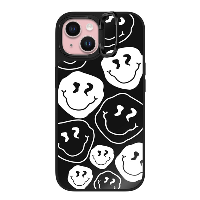 Girl Knows All x CASETiFY iPhone 15 Case Black on Black ミラー リングスタンドケース MagSafe対応 Smile, White Ink. Girl Knows All x CASETiFY iPhone 15 Case Black on Black ミラー リングスタンドケース MagSafe対応 Smile, White Ink.