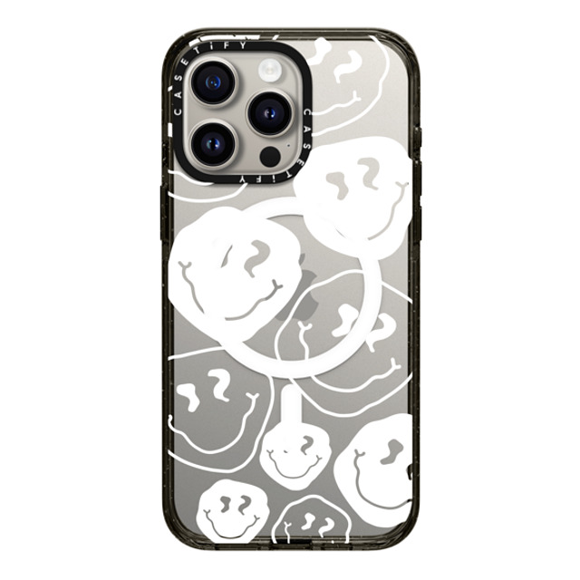 Girl Knows All x CASETiFY iPhone 15 Pro Max ケース ブラック インパクトケース MagSafe対応 Smile, White Ink.