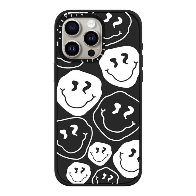 Girl Knows All x CASETiFY iPhone 15 Pro Max ケース マットブラック インパクトケース MagSafe対応 Smile, White Ink.