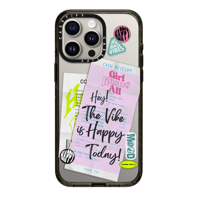 Girl Knows All x CASETiFY iPhone 15 Pro Max ケース ブラック インパクトケース Happy Receipt