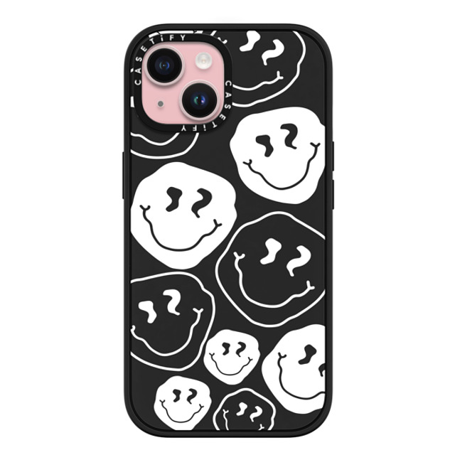 Girl Knows All x CASETiFY iPhone 15 ケース マットブラック インパクトケース MagSafe対応 Smile, White Ink.