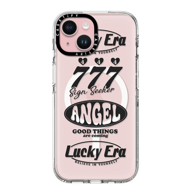 Girl Knows All x CASETiFY iPhone 15 ケース クリア クリア ケース MagSafe対応 Angel Baby! Black, Mirror