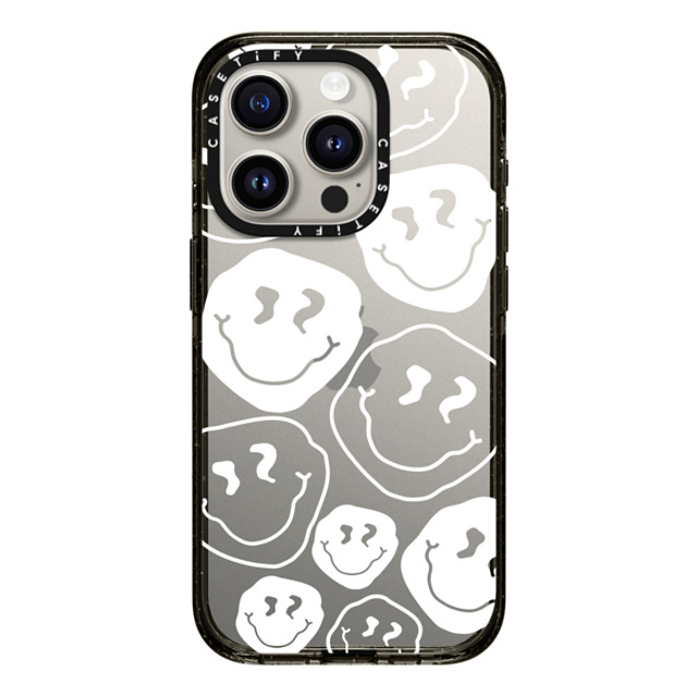 Girl Knows All x CASETiFY iPhone 15 Pro ケース ブラック インパクトケース Smile, White Ink.