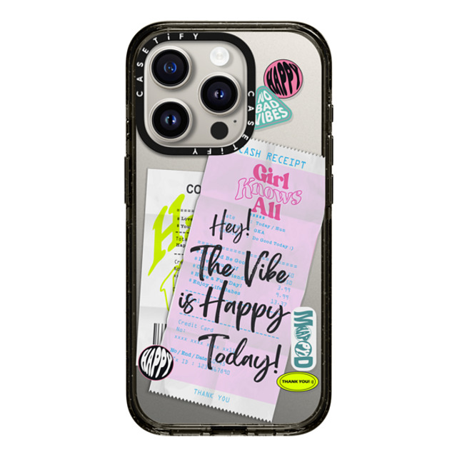 Girl Knows All x CASETiFY iPhone 15 Pro ケース ブラック インパクトケース Happy Receipt