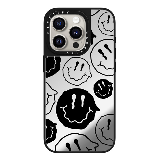 Girl Knows All x CASETiFY iPhone 15 Pro Case Silver on Black ミラーケース MagSafe対応 Black Smile Girl Knows All x CASETiFY iPhone 15 Pro Case Silver on Black ミラーケース MagSafe対応 Black Smile