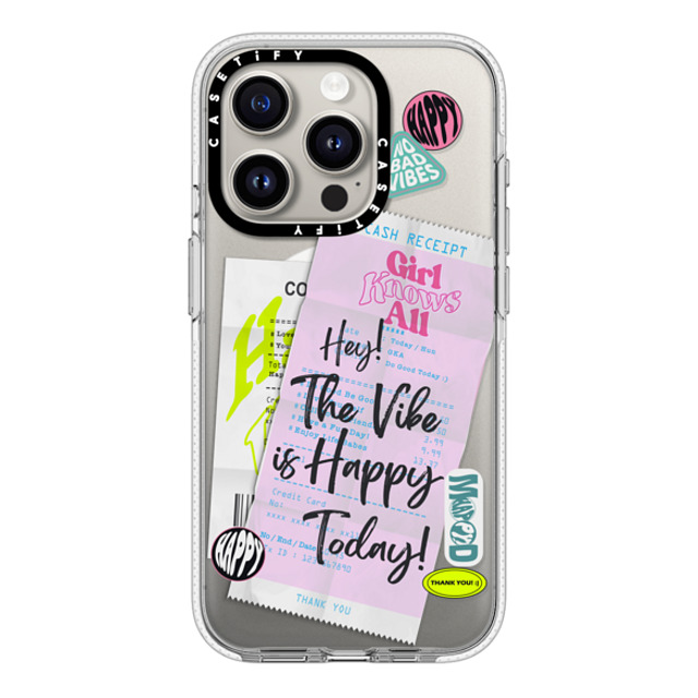 Girl Knows All x CASETiFY iPhone 15 Pro ケース クリア クリア ケース MagSafe対応 Happy Receipt