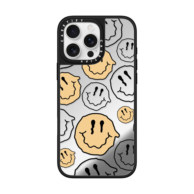 Girl Knows All x CASETiFY iPhone 16 Pro Max ケース Silver on Black ミラーケース MagSafe対応 Smile Transparent