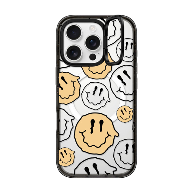 Girl Knows All x CASETiFY iPhone 16 Pro ケース ブラック インパクトリングスタンドケース MagSafe対応 Smile Transparent