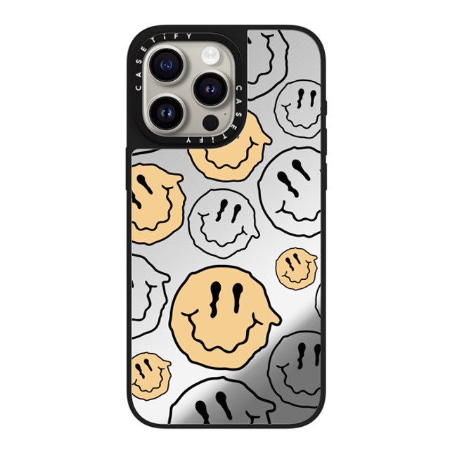 Girl Knows All x CASETiFY iPhone 15 Pro Max ケース Silver on Black ミラーケース MagSafe対応 Smile Transparent