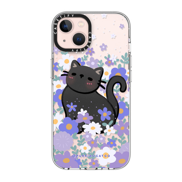 Purring Cat Co x CASETiFY iPhone 13 ケース クリア クリア ケース MagSafe対応 Cat in Flowers by Purringcatco