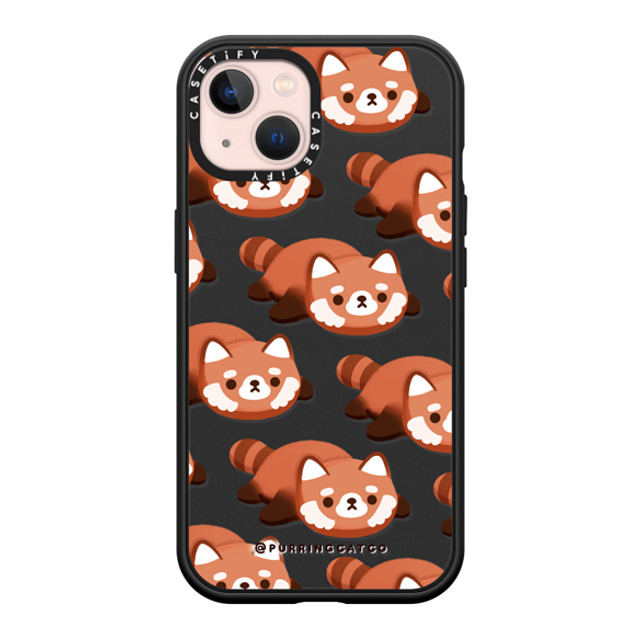 Purring Cat Co x CASETiFY iPhone 13 ケース マットブラック インパクトケース MagSafe対応 Red Panda by Purringcatco