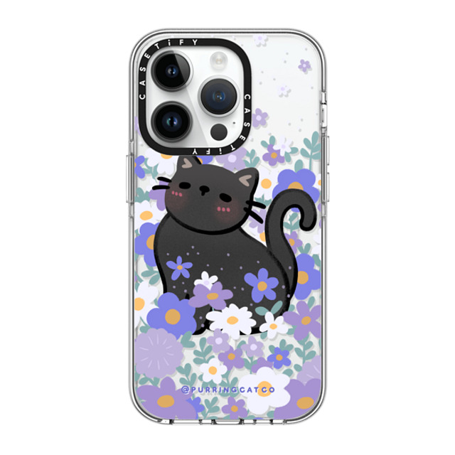 Purring Cat Co x CASETiFY iPhone 14 Pro ケース クリア クリア ケース MagSafe対応 Cat in Flowers by Purringcatco