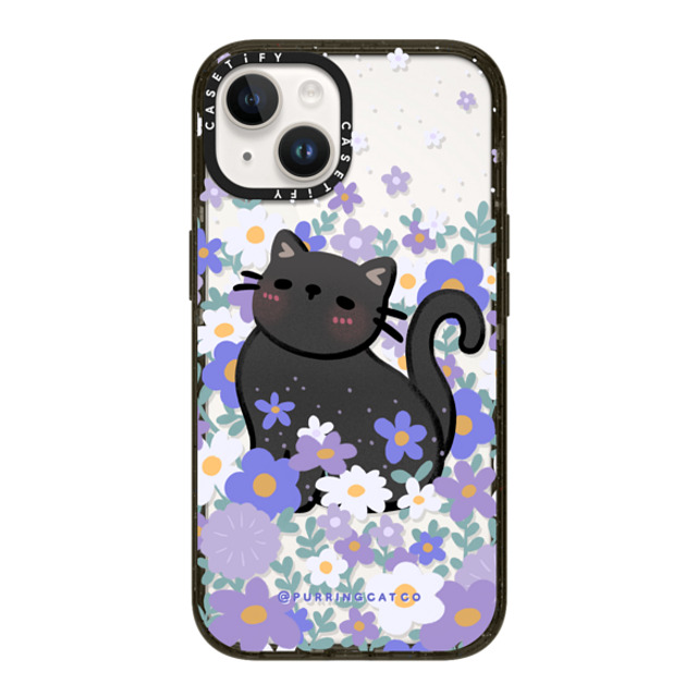 Purring Cat Co x CASETiFY iPhone 14 ケース ブラック インパクトケース Cat in Flowers by Purringcatco